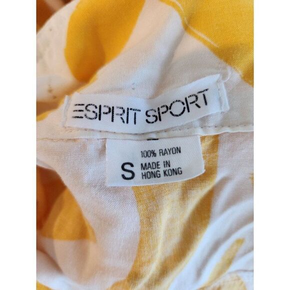 Vintage 80s Esprit Yellow White Shirt Pants Set Size S Oversized - Picture 9 of 15